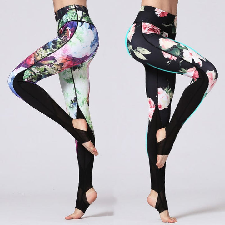 Buddha Stones Rose Peony Flower Print Design Sports Fitness Yoga Leggings Women's Yoga Pants - image 0
