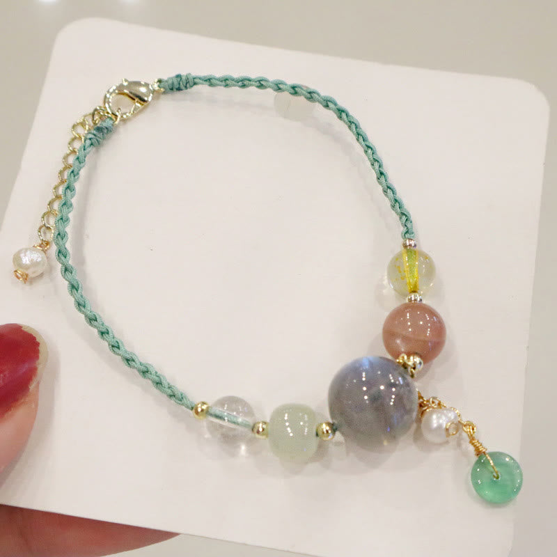 Buddha Stones Moonstone Sunstone Beads Peace Buckle Charm Healing Bracelet - image 14