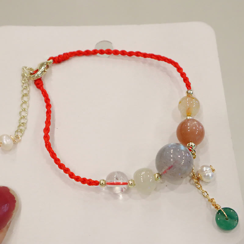 Buddha Stones Moonstone Sunstone Beads Peace Buckle Charm Healing Bracelet - image 5