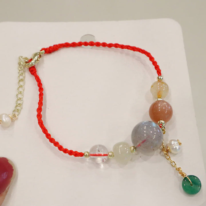 Buddha Stones Moonstone Sunstone Beads Peace Buckle Charm Healing Bracelet - image 5