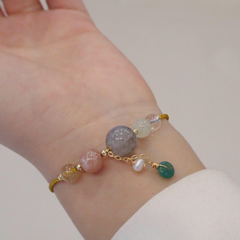 Buddha Stones Moonstone Sunstone Beads Peace Buckle Charm Healing Bracelet - image 24