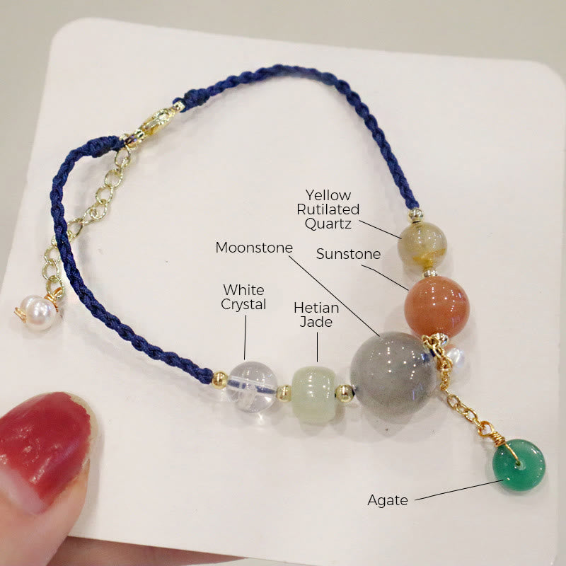 Buddha Stones Moonstone Sunstone Beads Peace Buckle Charm Healing Bracelet - image 21