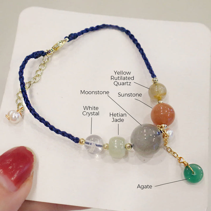 Buddha Stones Moonstone Sunstone Beads Peace Buckle Charm Healing Bracelet - image 21