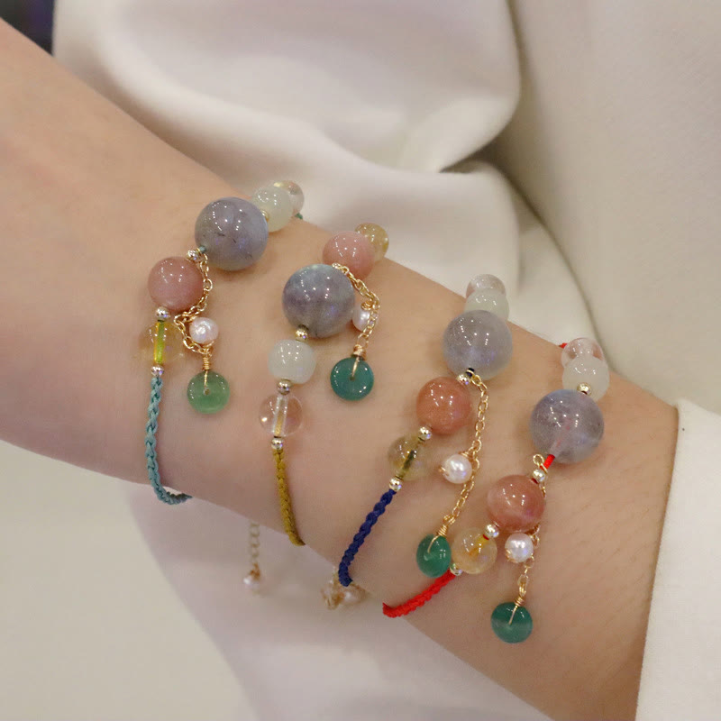 Buddha Stones Moonstone Sunstone Beads Peace Buckle Charm Healing Bracelet - image 25