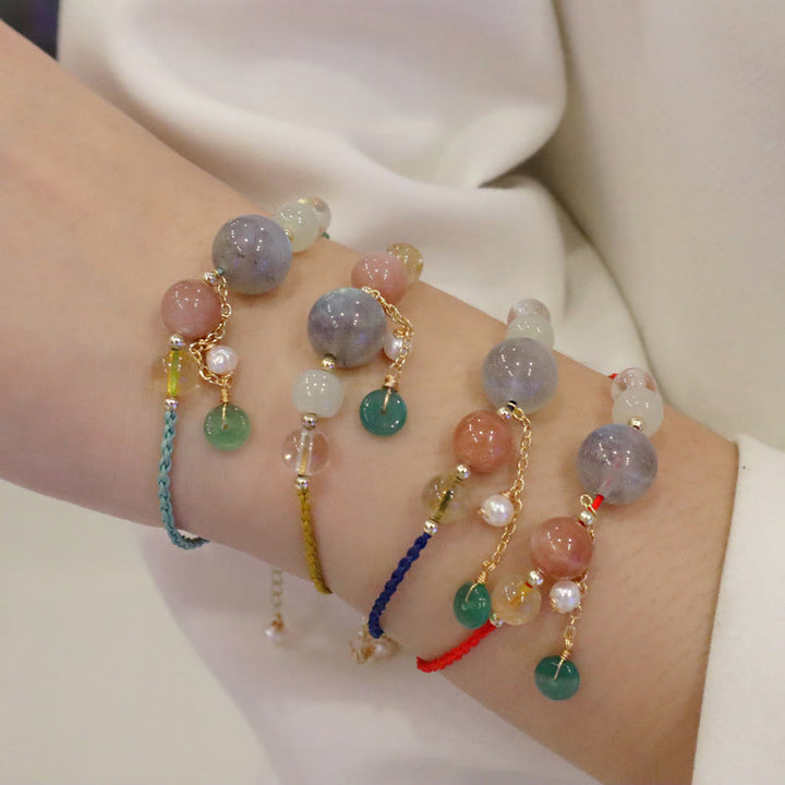 Buddha Stones Moonstone Sunstone Beads Peace Buckle Charm Healing Bracelet - image 25