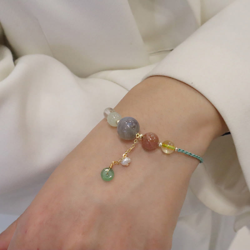 Buddha Stones Moonstone Sunstone Beads Peace Buckle Charm Healing Bracelet - image 15