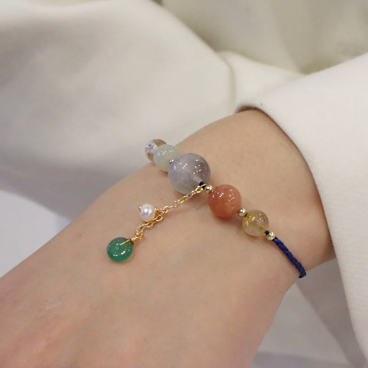 Buddha Stones Moonstone Sunstone Beads Peace Buckle Charm Healing Bracelet - image 20
