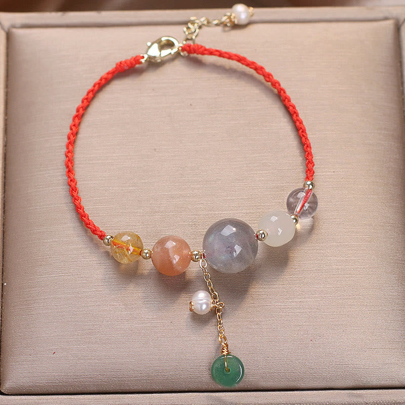Buddha Stones Moonstone Sunstone Beads Peace Buckle Charm Healing Bracelet - image 2