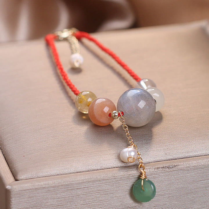 Buddha Stones Moonstone Sunstone Beads Peace Buckle Charm Healing Bracelet - image 4