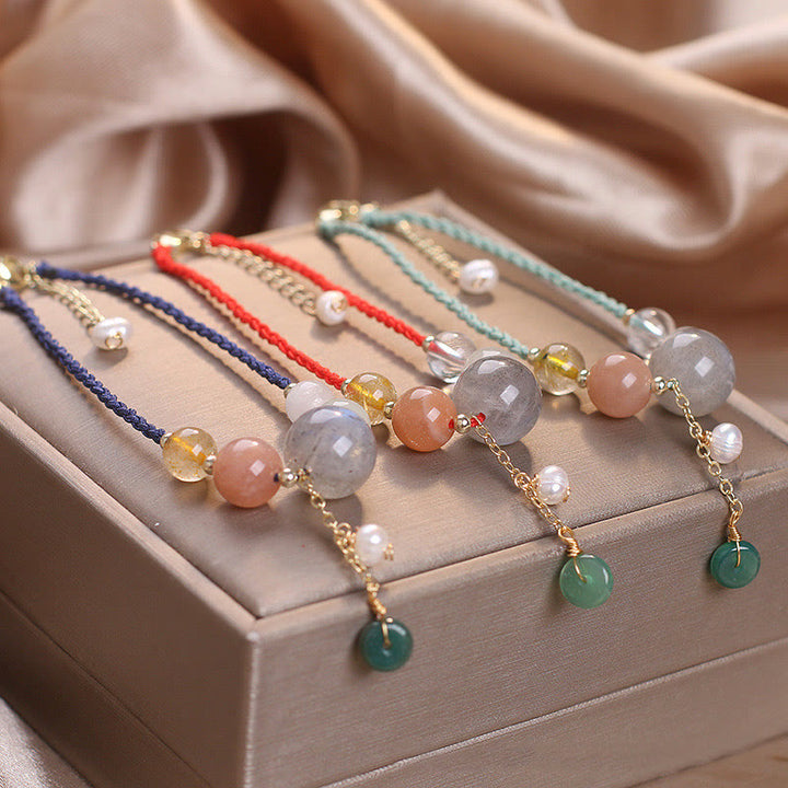 Buddha Stones Moonstone Sunstone Beads Peace Buckle Charm Healing Bracelet - image 26