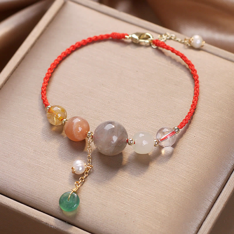 Buddha Stones Moonstone Sunstone Beads Peace Buckle Charm Healing Bracelet - image 3