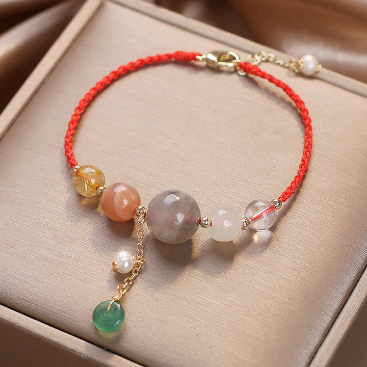 Buddha Stones Moonstone Sunstone Beads Peace Buckle Charm Healing Bracelet - image 3