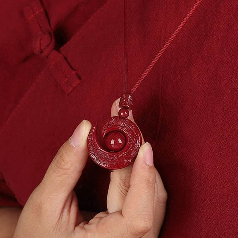 Buddha Stones One's Luck Improves Design Patern Natural Cinnabar Concentration Necklace Pendant - image 4