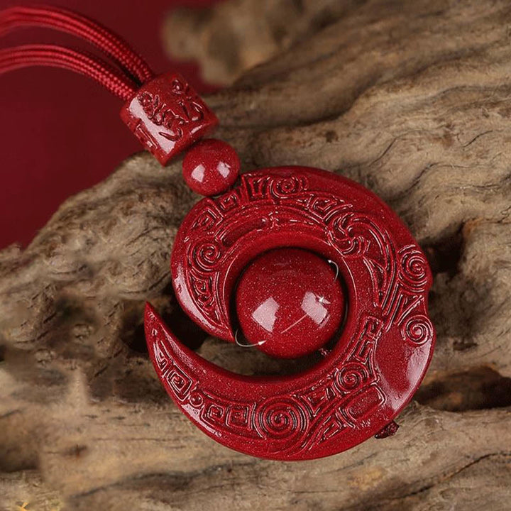 Buddha Stones One's Luck Improves Design Patern Natural Cinnabar Concentration Necklace Pendant - image 2