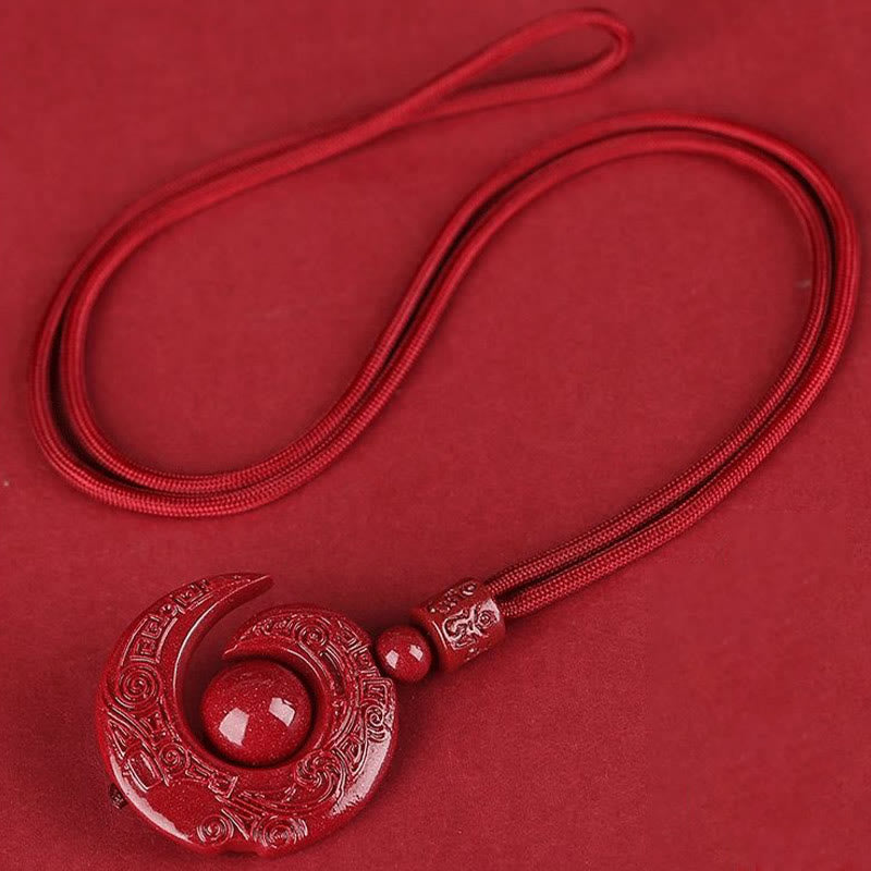 Buddha Stones One's Luck Improves Design Patern Natural Cinnabar Concentration Necklace Pendant - image 3