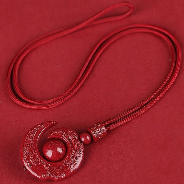 Buddha Stones One's Luck Improves Design Patern Natural Cinnabar Concentration Necklace Pendant - image 3