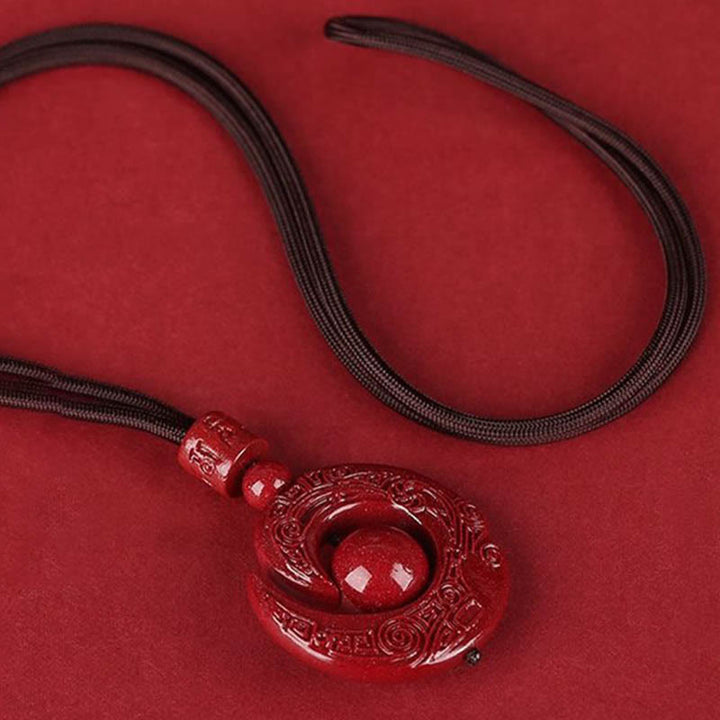 Buddha Stones One's Luck Improves Design Patern Natural Cinnabar Concentration Necklace Pendant - image 9