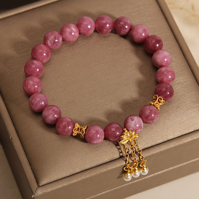 Buddha Stones Pink Tourmaline Lotus Flower Positive Bracelet - image 1