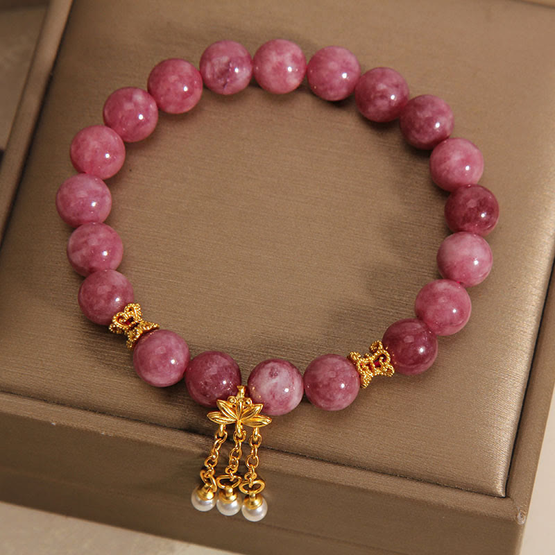 Buddha Stones Pink Tourmaline Lotus Flower Positive Bracelet - image 3