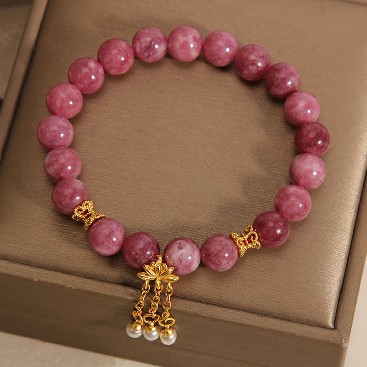 Buddha Stones Pink Tourmaline Lotus Flower Positive Bracelet - image 3