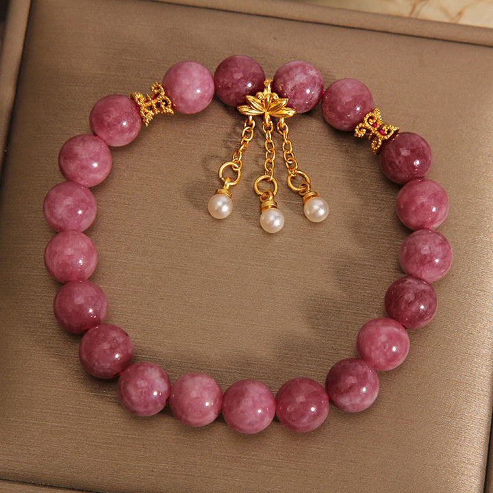 Buddha Stones Pink Tourmaline Lotus Flower Positive Bracelet - image 2