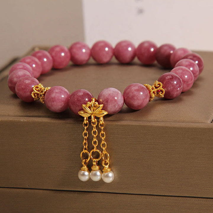 Buddha Stones Pink Tourmaline Lotus Flower Positive Bracelet - image 5