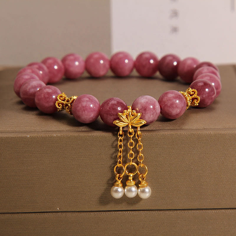 Buddha Stones Pink Tourmaline Lotus Flower Positive Bracelet - Tourmaline(Wrist Circumference: 14-16cm) - image 0