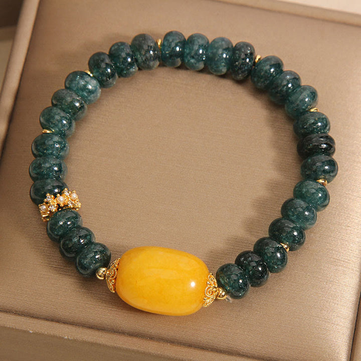 Buddha Stones Green Jade Abacus Beads Topaz Luck Bracelet - image 2