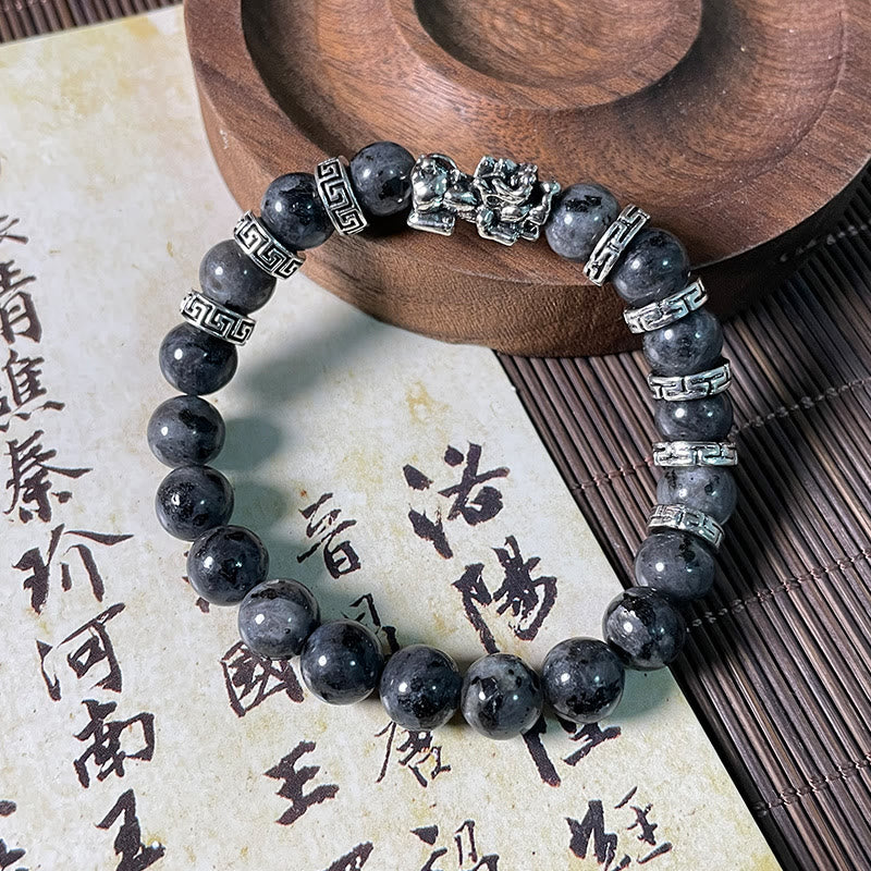 Buddha Stones Black Glitter Stone PiXiu Power Bracelet - image 5