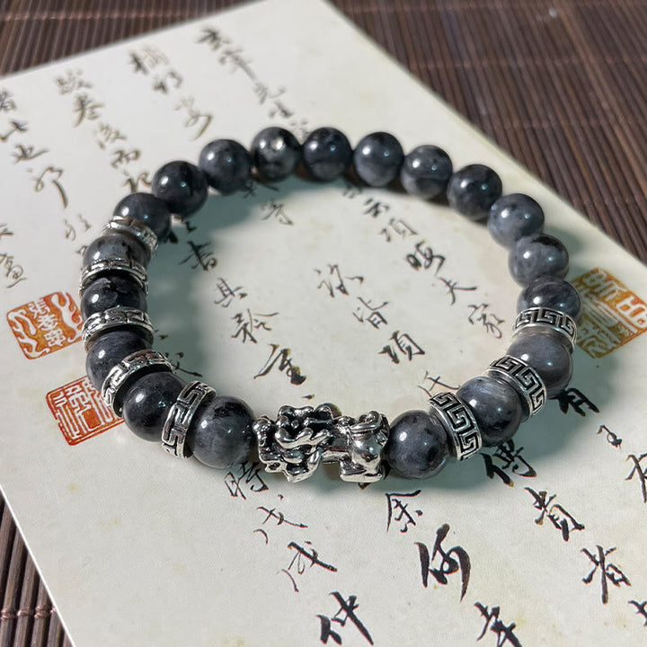 Buddha Stones Black Glitter Stone PiXiu Power Bracelet - image 4