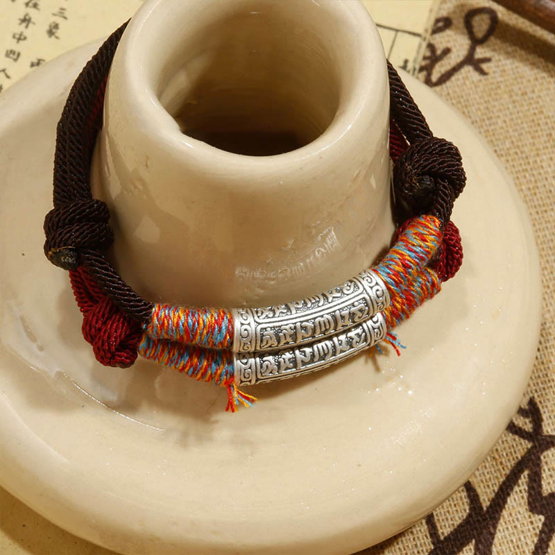 Buddha Stones Handmade 999 Sterling Silver Om Mani Padme Hum Protection Rope Bracelet - image 8
