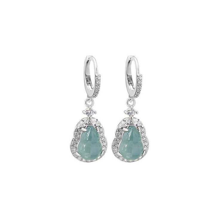 Buddha Stones 925 Sterling Silver Green Jade Gourd Abundance Drop Earrings - image 10