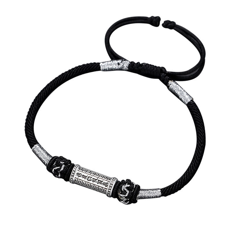 Buddha Stones 925 Sterling Silver Om Mani Padme Hum Wisdom Braided Rope Bracelet - image 13