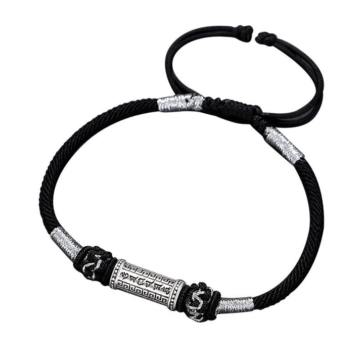 Buddha Stones 925 Sterling Silver Om Mani Padme Hum Wisdom Braided Rope Bracelet - image 13