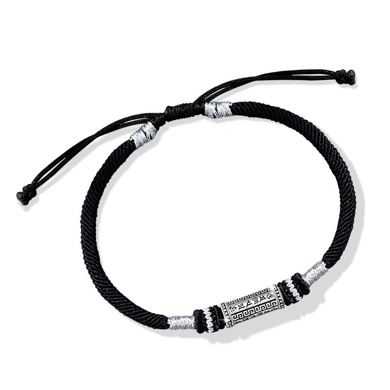 Buddha Stones 925 Sterling Silver Om Mani Padme Hum Wisdom Braided Rope Bracelet - image 8