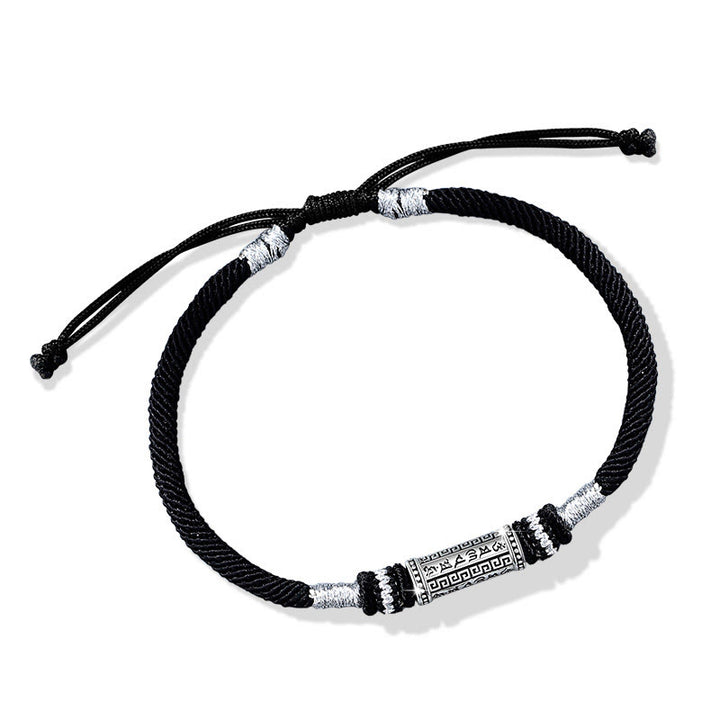 Buddha Stones 925 Sterling Silver Om Mani Padme Hum Wisdom Braided Rope Bracelet - image 8