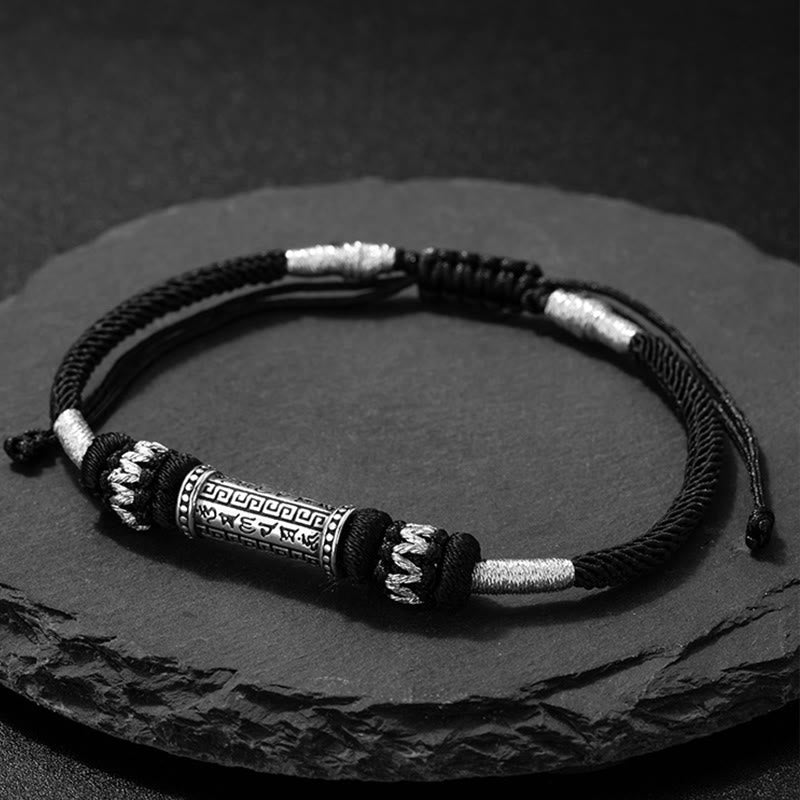 Buddha Stones 925 Sterling Silver Om Mani Padme Hum Wisdom Braided Rope Bracelet - image 3