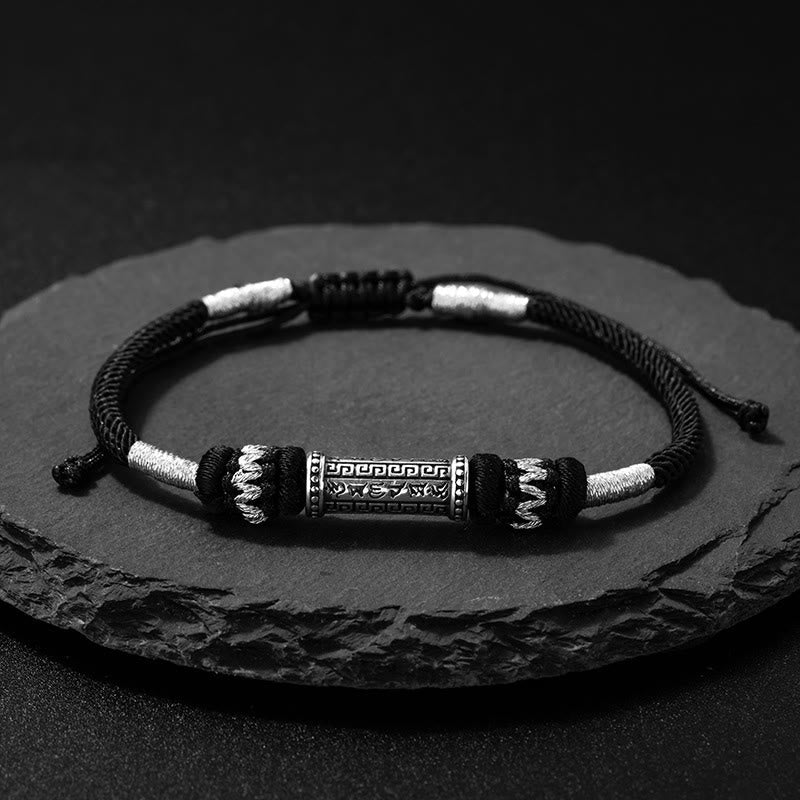 Buddha Stones 925 Sterling Silver Om Mani Padme Hum Wisdom Braided Rope Bracelet - image 2