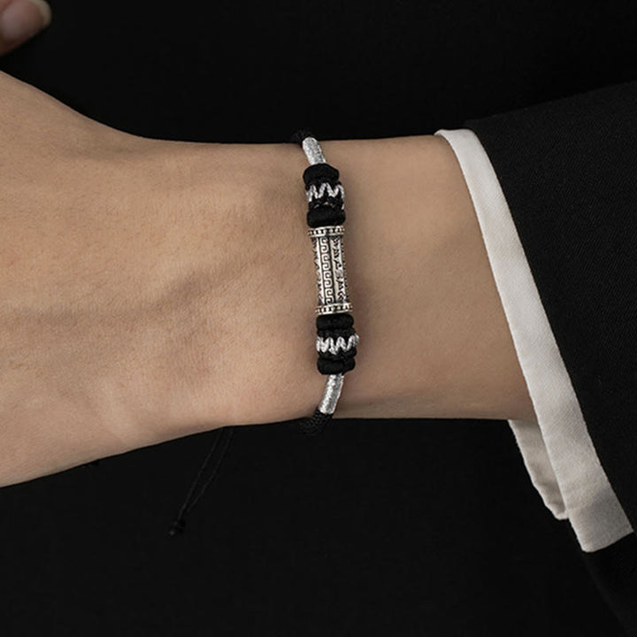 Buddha Stones 925 Sterling Silver Om Mani Padme Hum Wisdom Braided Rope Bracelet - image 10