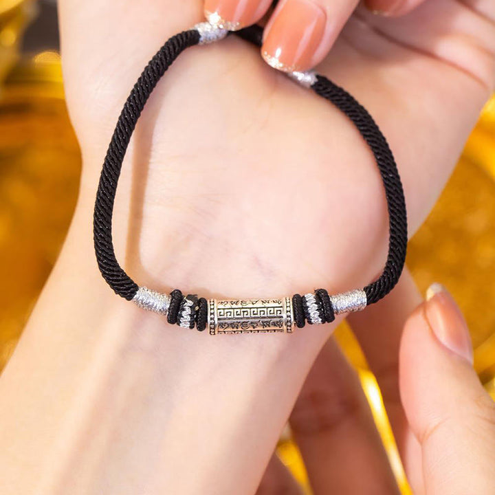 Buddha Stones 925 Sterling Silver Om Mani Padme Hum Wisdom Braided Rope Bracelet - image 9