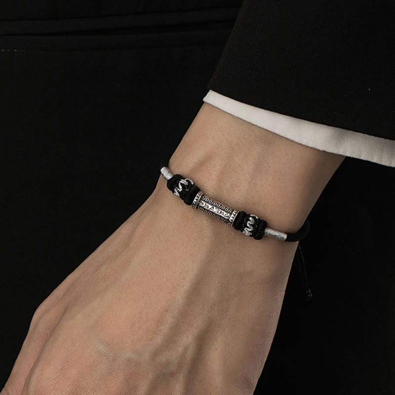 Buddha Stones 925 Sterling Silver Om Mani Padme Hum Wisdom Braided Rope Bracelet - image 4