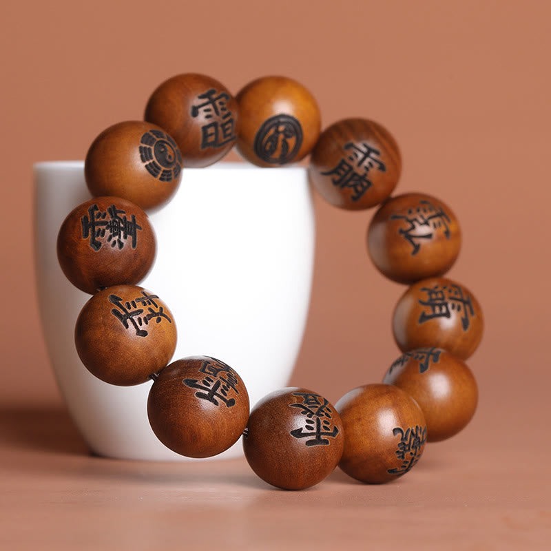 Buddha Stones Lightning Struck Jujube Wood Yin Yang Bagua Taoist Taboo Characters Engraved Protection Bracelet - image 8