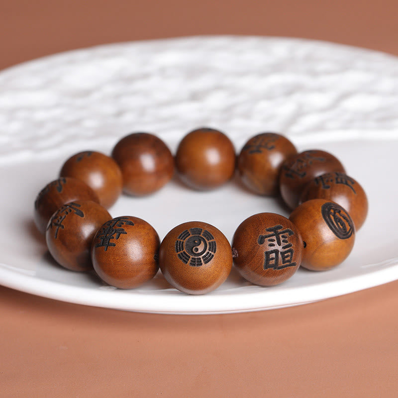 Buddha Stones Lightning Struck Jujube Wood Yin Yang Bagua Taoist Taboo Characters Engraved Protection Bracelet - image 9