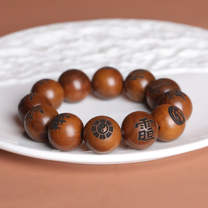 Buddha Stones Lightning Struck Jujube Wood Yin Yang Bagua Taoist Taboo Characters Engraved Protection Bracelet - image 9