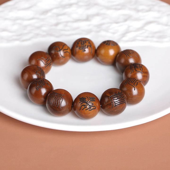 Buddha Stones Lightning Struck Jujube Wood Yin Yang Bagua Taoist Taboo Scripture Symbol Engraved Luck Bracelet - image 9