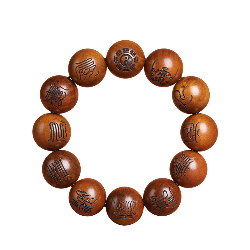 Buddha Stones Lightning Struck Jujube Wood Yin Yang Bagua Taoist Taboo Scripture Symbol Engraved Luck Bracelet - image 11