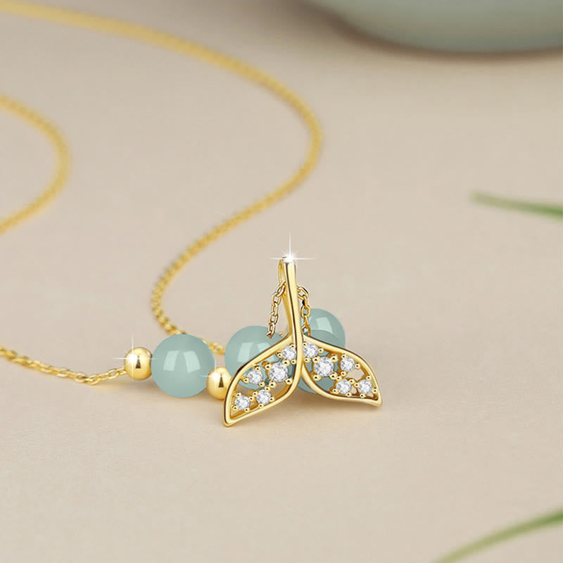 Buddha Stones 925 Sterling Silver Hetian Jade Bead Fishtail Luck Necklace Pendant - image 2