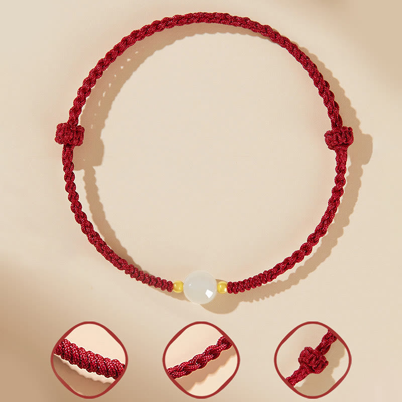 Buddha Stones Handcrafted Round Jade Lucky Bead Prosperity Braided Bracelet - image 8