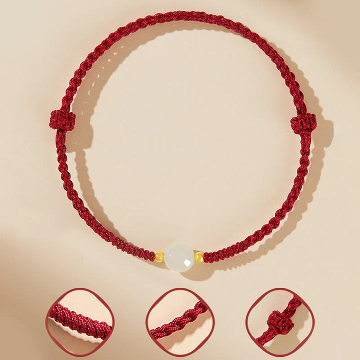 Buddha Stones Handcrafted Round Jade Lucky Bead Prosperity Braided Bracelet - image 8