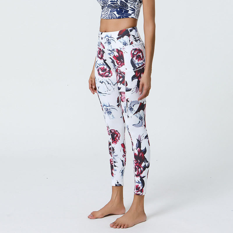 Buddha Stones Rose Lines Tiger Leopard Print Sports Fitness High Waist Leggings Women's Yoga Pants With Pockets - image 2